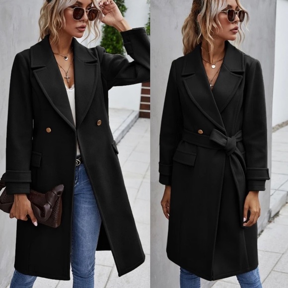 Peacoat trench coat wool like notched collar camel - Picture 5 of 5